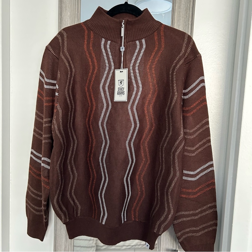 Stacy Adams Men’s Sweater Half Zip Medium Geometric Pullover